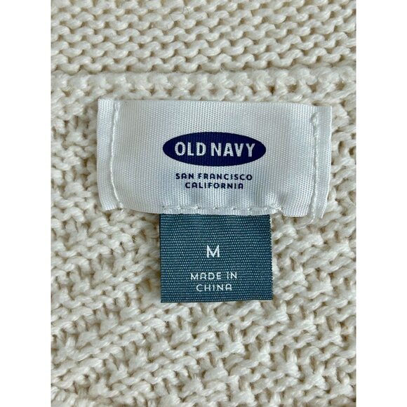 Old Navy Women's Zig Zag Knit Long Sleeve Sweater in Cream - Sz M - Picture 3 of 5